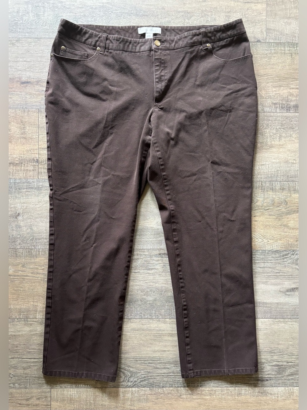 Laura Ashley women’s plus size 18W brown career work ankle length pants slacks